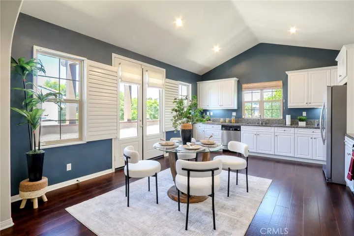 Open-concept kitchen and dining area