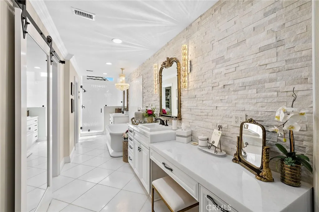 Primary bathroom with marble throughout