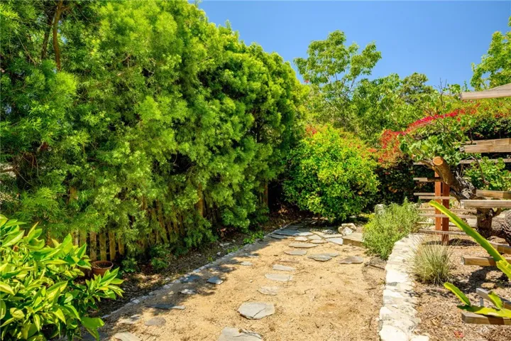 Lower level of terraced backyard