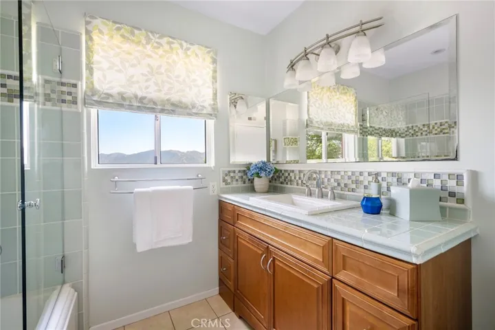 Downstairs hall bathroom, with shower in tub