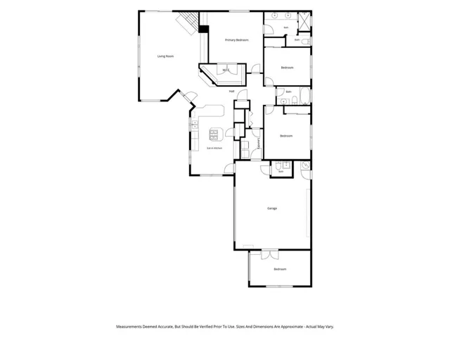 Floorplan drawing shows that 1 side of triple garage has been used as a room.