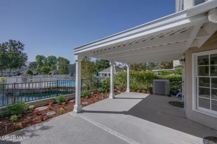patio view of brook and pool