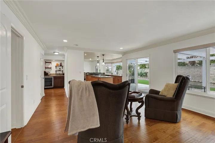 family room to wine cooler area