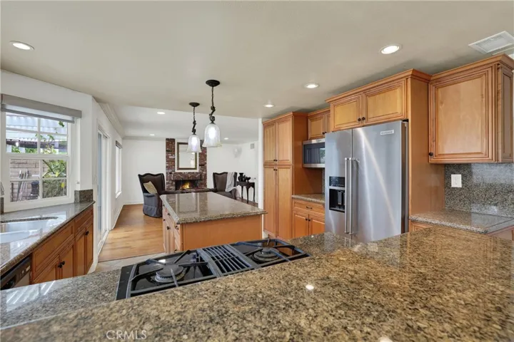 Kitchen to family room-fireplace