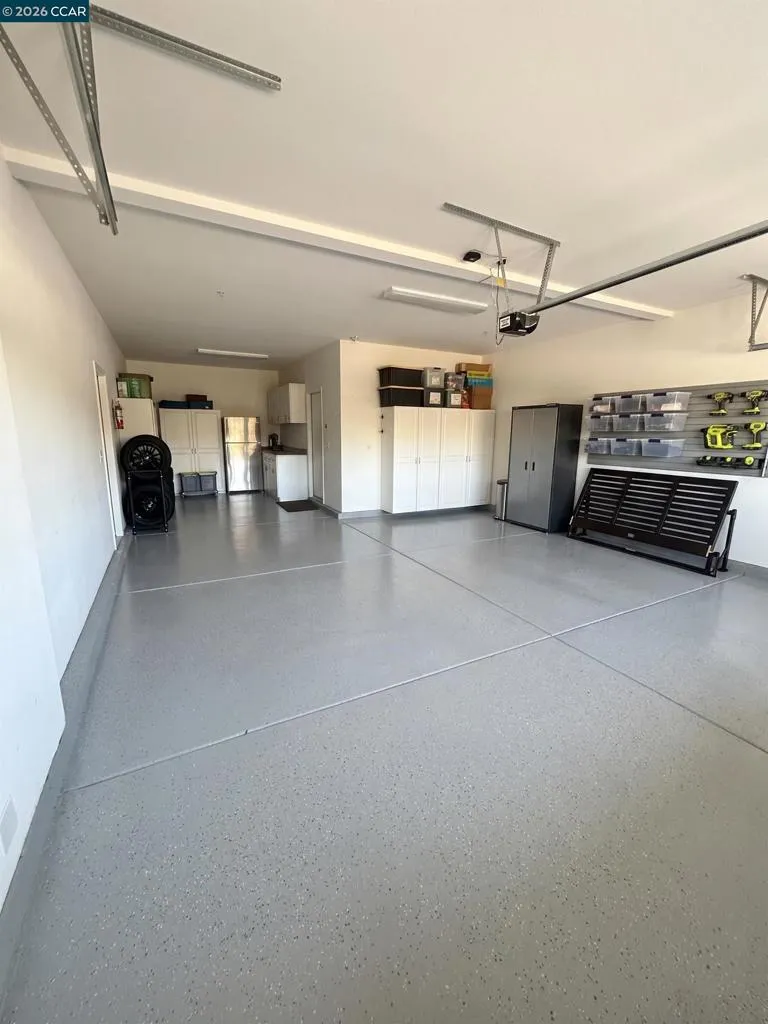 Garage with epoxy flooring