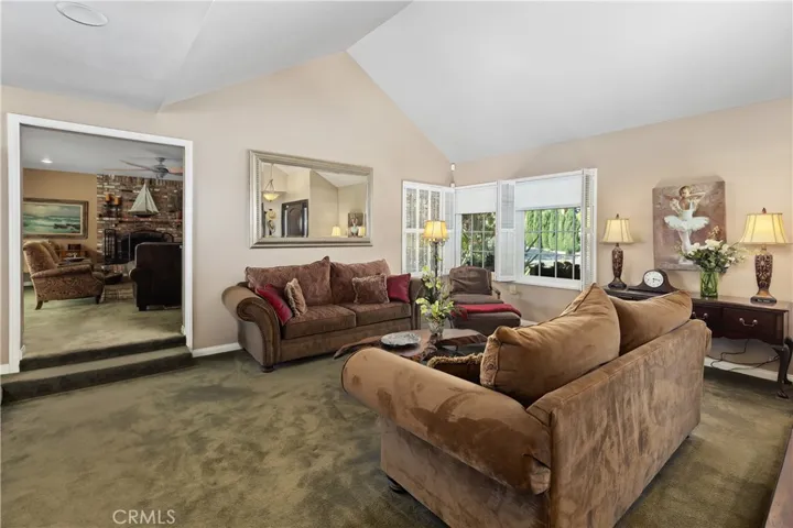 Spacious living room with vaulted ceiling