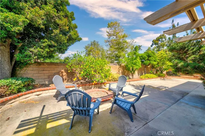 back yard with fire pit