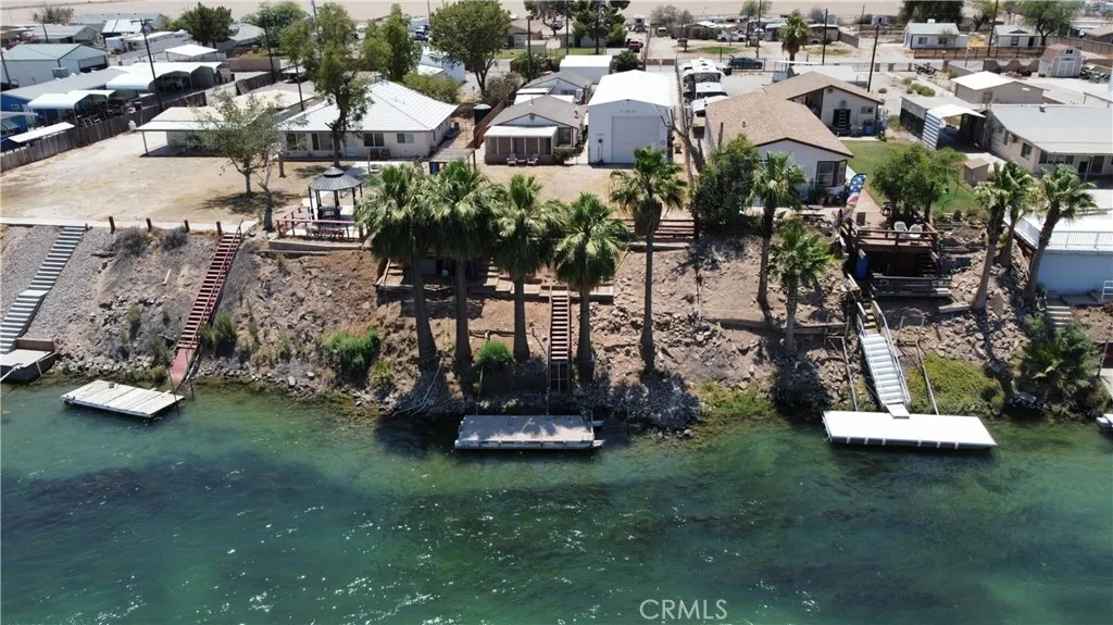 Aerial view of the property from the water