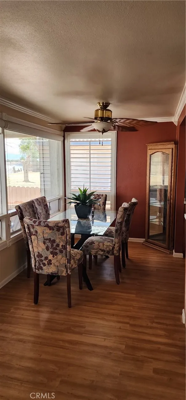 Dining room has riverfront view