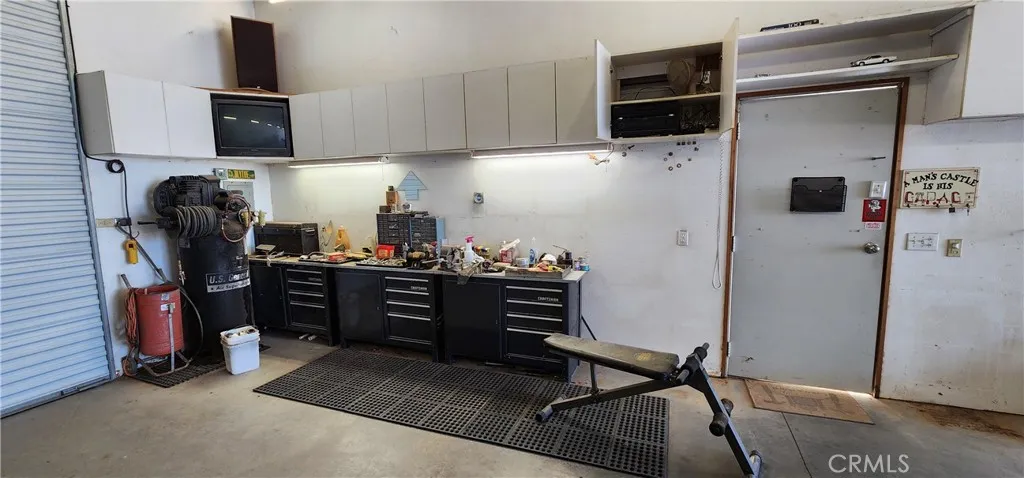 Workshop area inside the RV garage