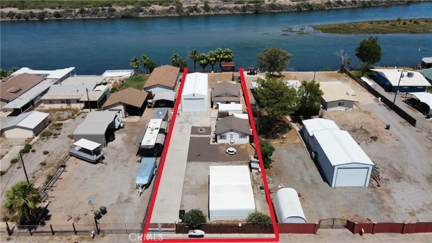 Aerial view of the property from the street