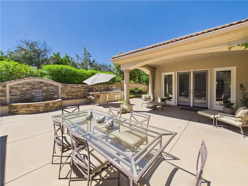 Fountain and BBQ area off the kitchen and family room