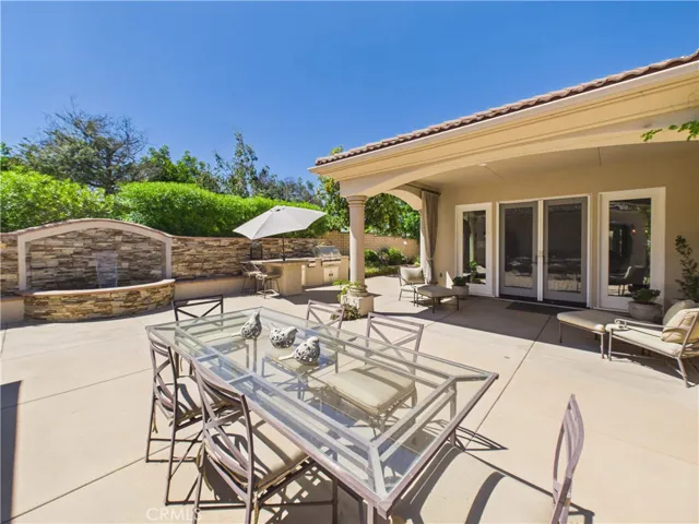 Fountain and BBQ area off the kitchen and family room