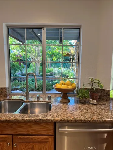 Stunning view of the backyard from the kitchen window.