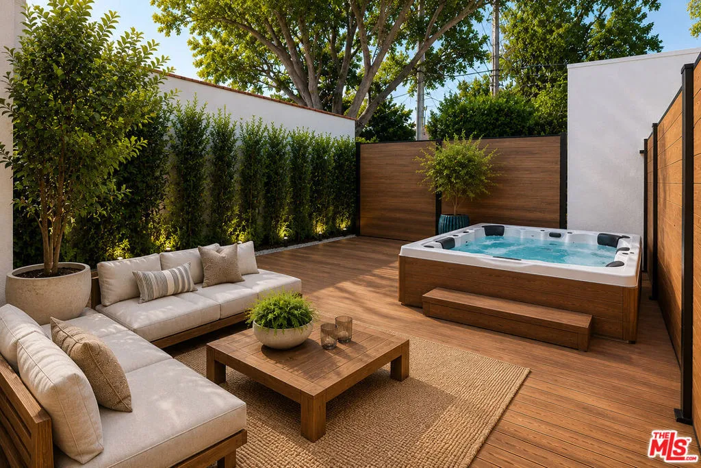 Virtually staged private yard Virtually staged private yard