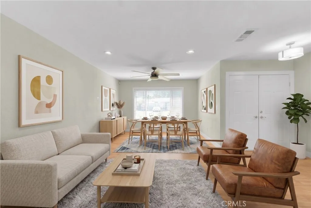 Digitally staged living room