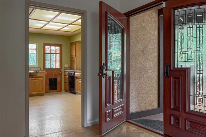 The front door opens to an inviting entry