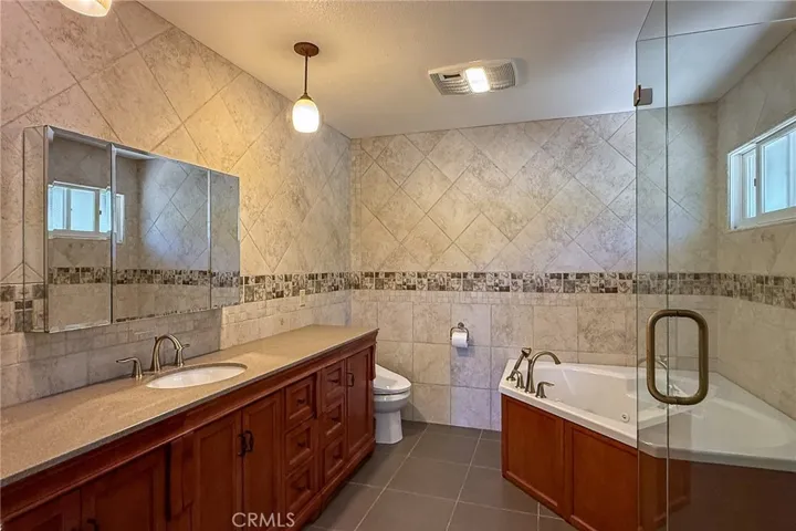 Primary bathroom with jetted soaking