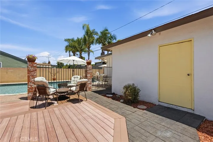FIRE PIT AND ENTRANCE TO GARAGE