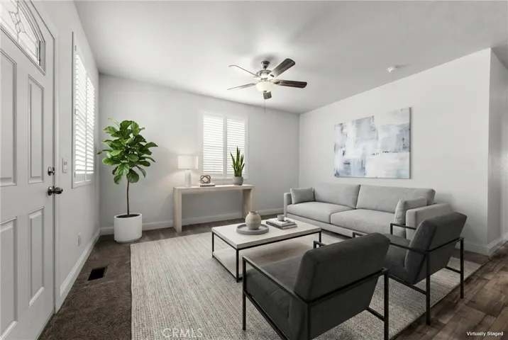 Living room virtually staged