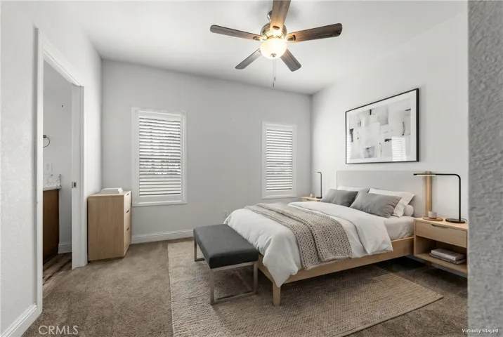 Primary bedroom virtually staged.