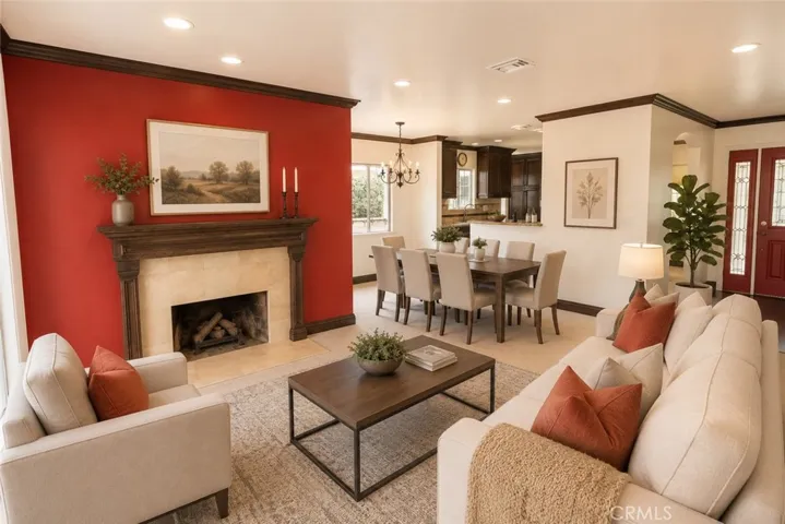 Cozy fire place in living room 
staged