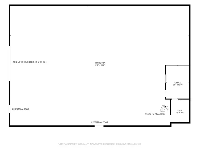 Shop floorplan. Measurements are estimates only and have not been verified by broker.
