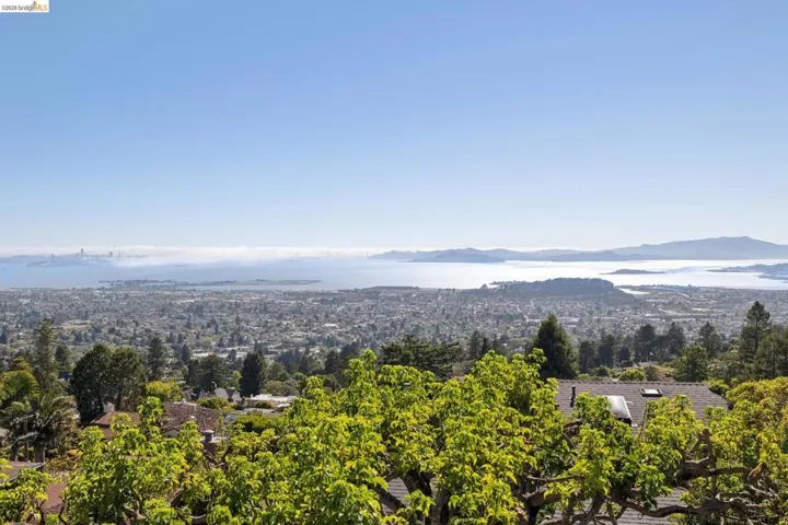 Expansive cityscape and bay scenery with distant city skyline