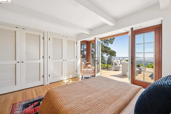 Hardwood flooring with a patterned area rug