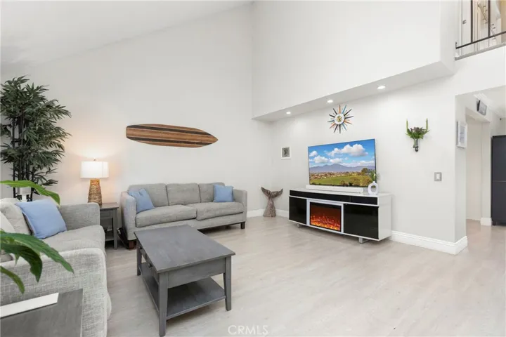 Living room with high ceilings