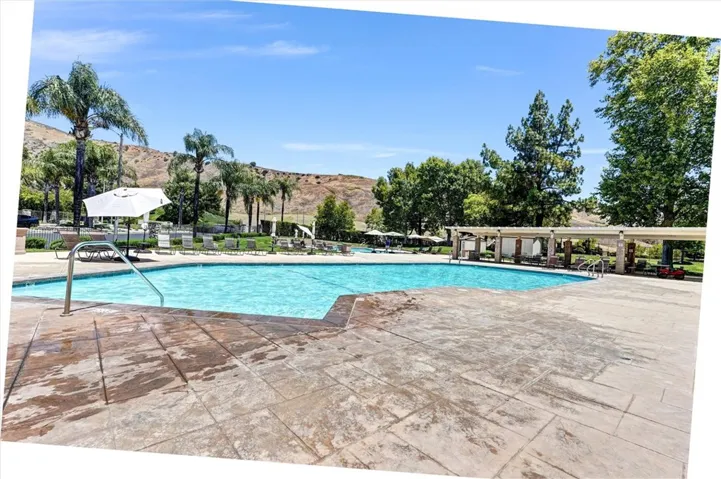 Close up view of a pool.