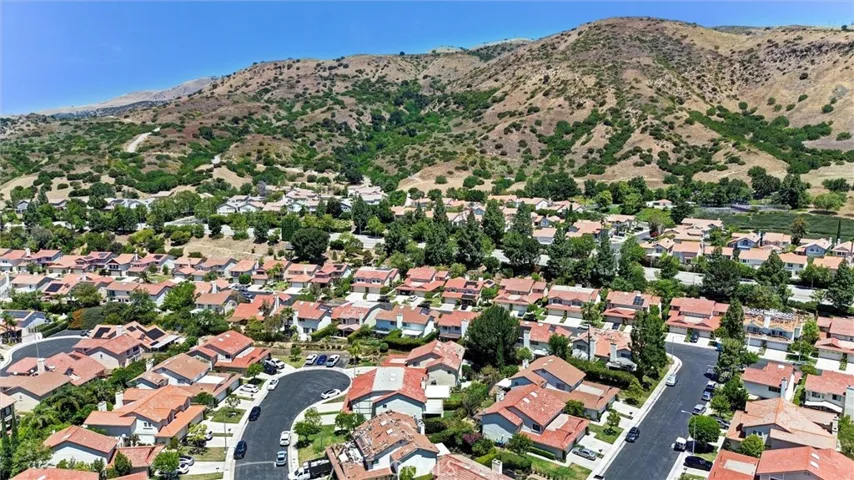 Aerial view of neighborhood.