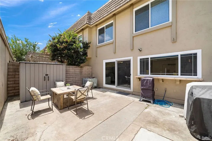 Large private patio with storage