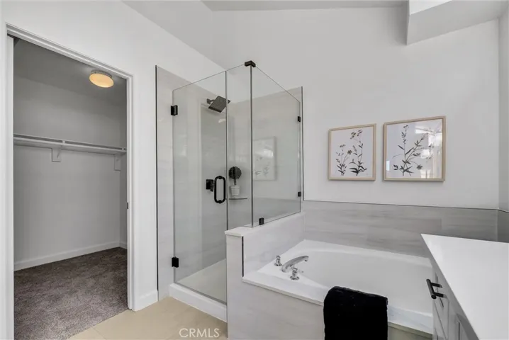 Remodeled primary bathroom in sleek design