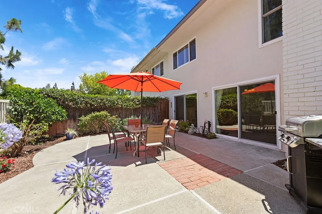 Close-up of back patio with access from living  &  dining room.  Seamless indoor / outdoor flow for easy entertaining.