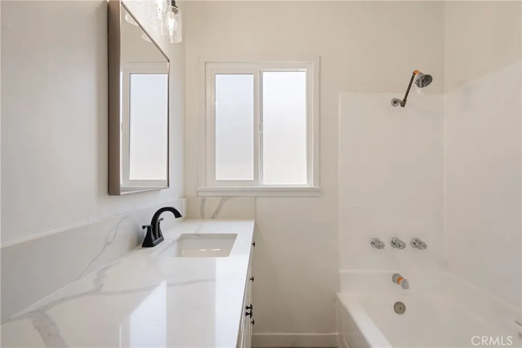 Updated bathroom with quartz counters