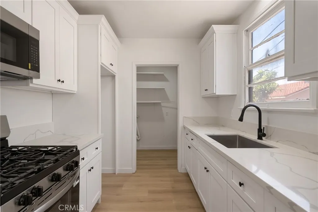 New cabinets and quartz counters.