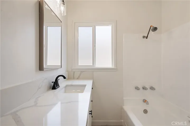 Updated bathroom with quartz counters