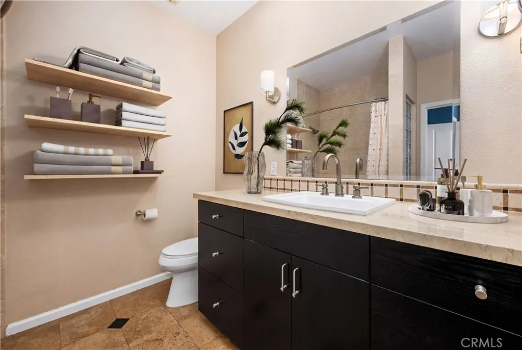 virtually staged primary bathroom suite