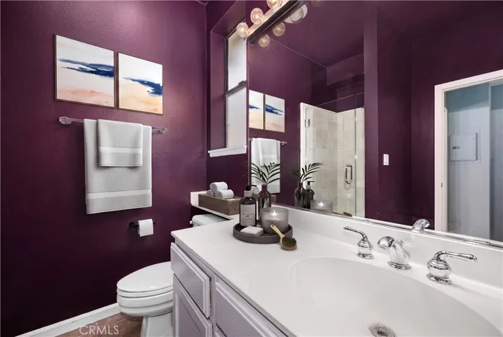 virtually staged hall bathroom