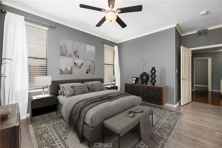 virtually staged primary bedroom