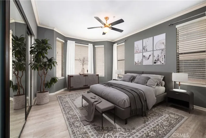 virtually staged primary bedroom