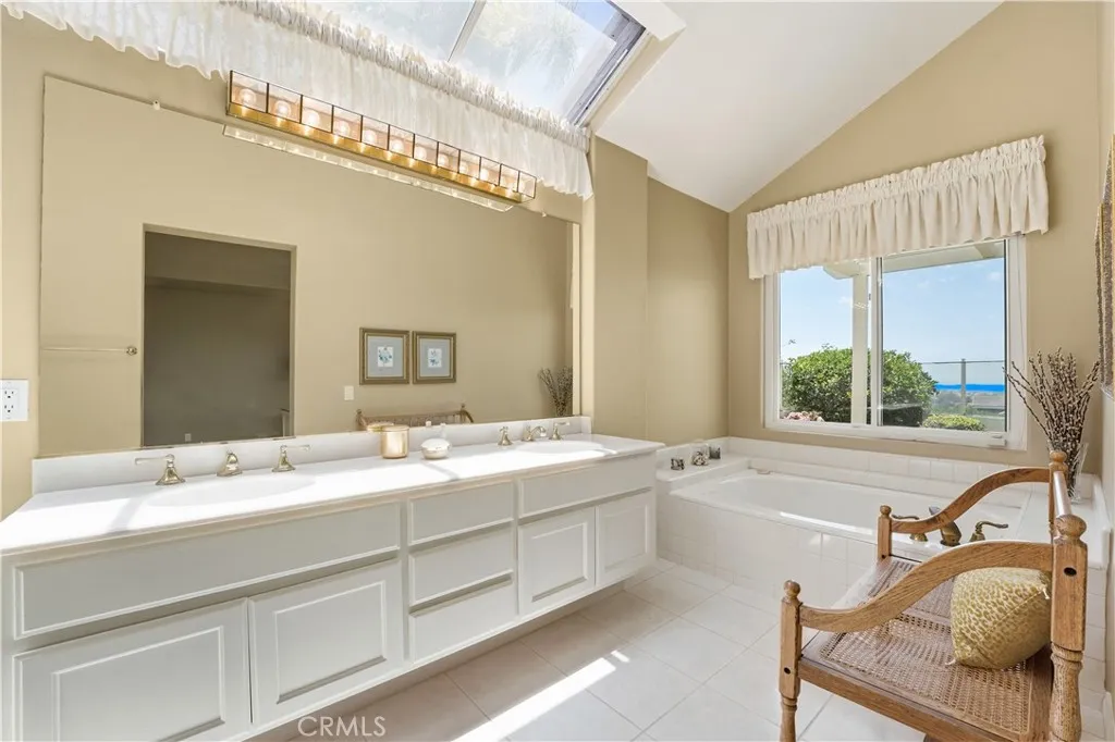 Primary bathroom. Amazing view from the soaking tub and vanity