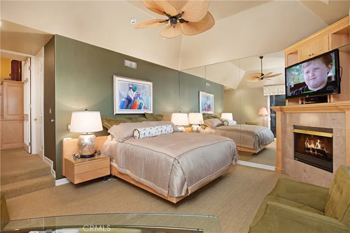 Previously Staged Primary Bedroom with Fireplace.