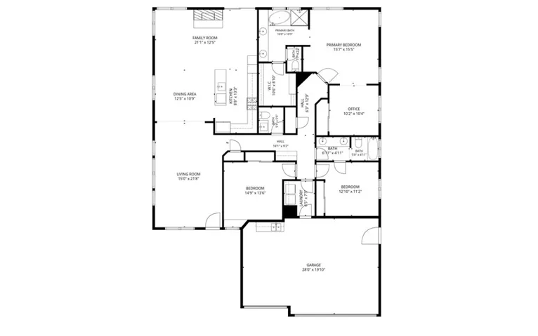 Floor plan with estimated sizes