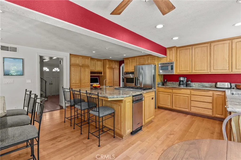 Kitchen open to family room.