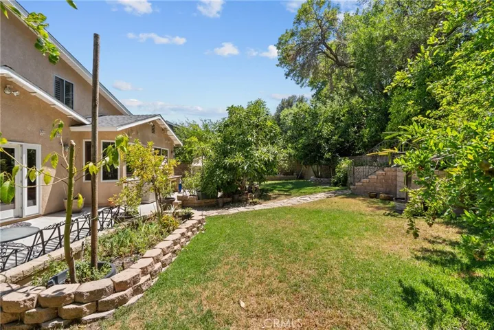 Grass area in the backyard.