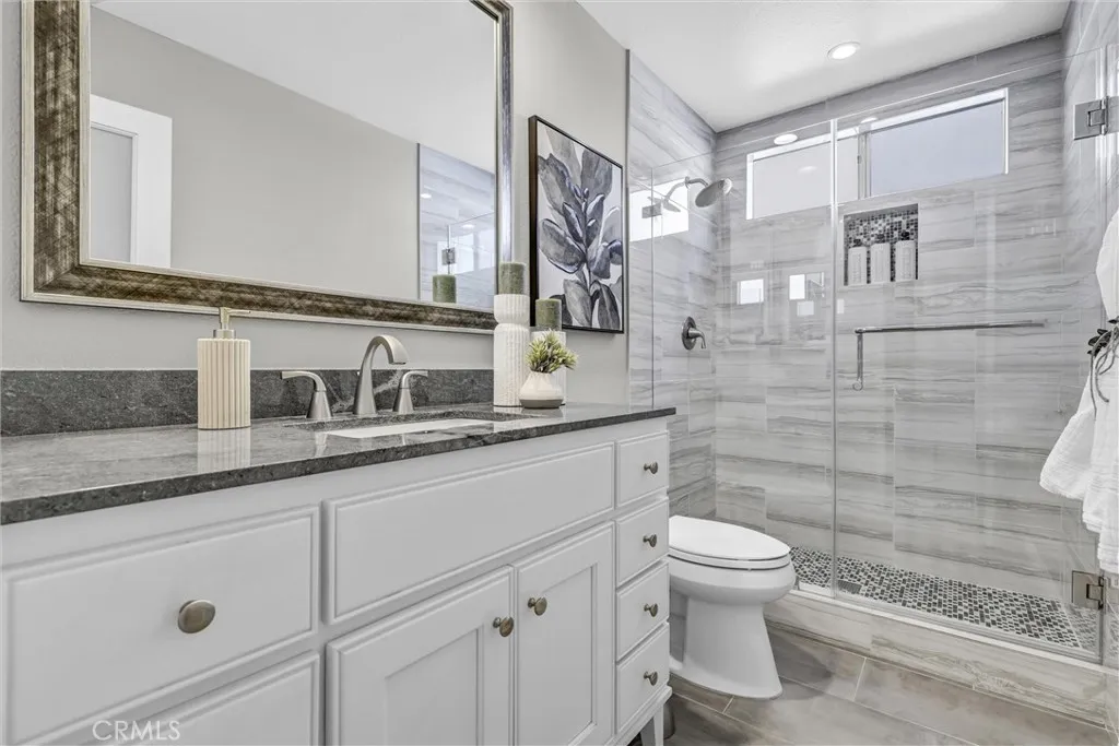 Gorgeously remodeled downstairs bathroom with step in shower