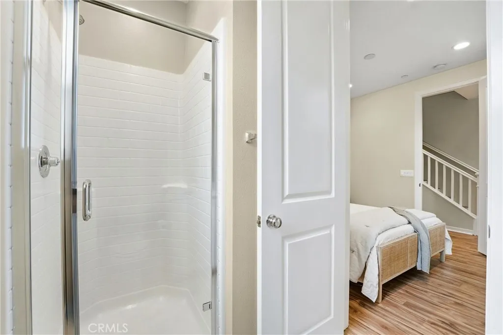 En-suite standing shower at ground level bedroom