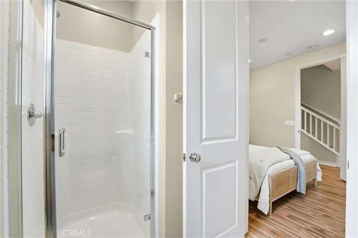 En-suite standing shower at ground level bedroom